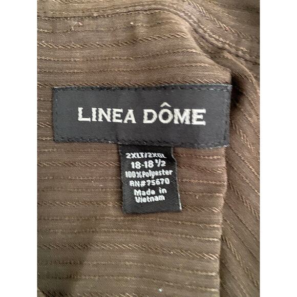 Linea Dome Men's Button up Shirt Brown Size 2XLT 18-18 1/2 - Picture 3 of 3